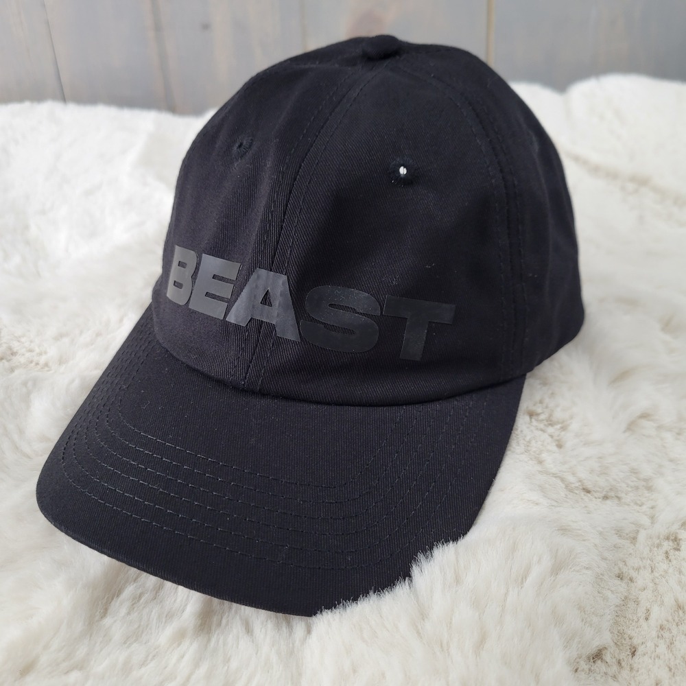 MrBeast Beast Baseball Cap Hat Mens OSFM Black Tonal Logo Merch